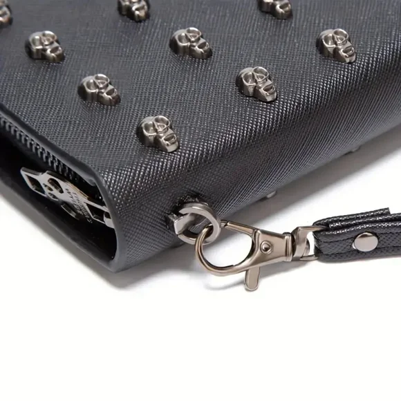 Wristlet Wallet w Raised Metal Skulls (NWT) - Picture 4 of 5